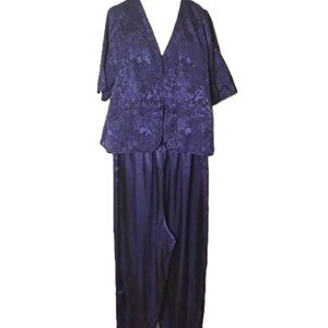 Vintage Gold Label Victoria’s Secret Jacquard Satin Top Pant Set PJ's Loungewear
